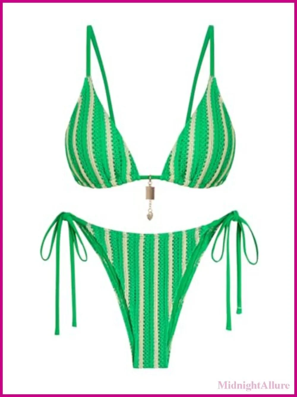 Crochet Bikini Set Two Piece Boho Swimsuit with Adjustable Straps